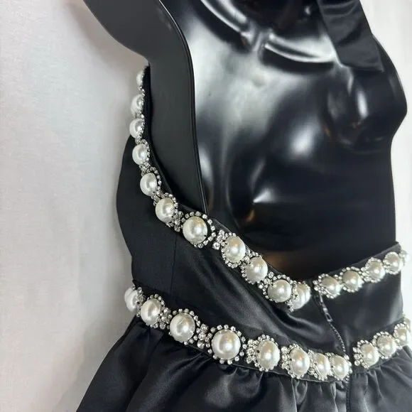 1920s fashion black dress Zapaka Women Sparkly Black Sequined 1920s Flapper Dress with 20s Accessories, Black / M